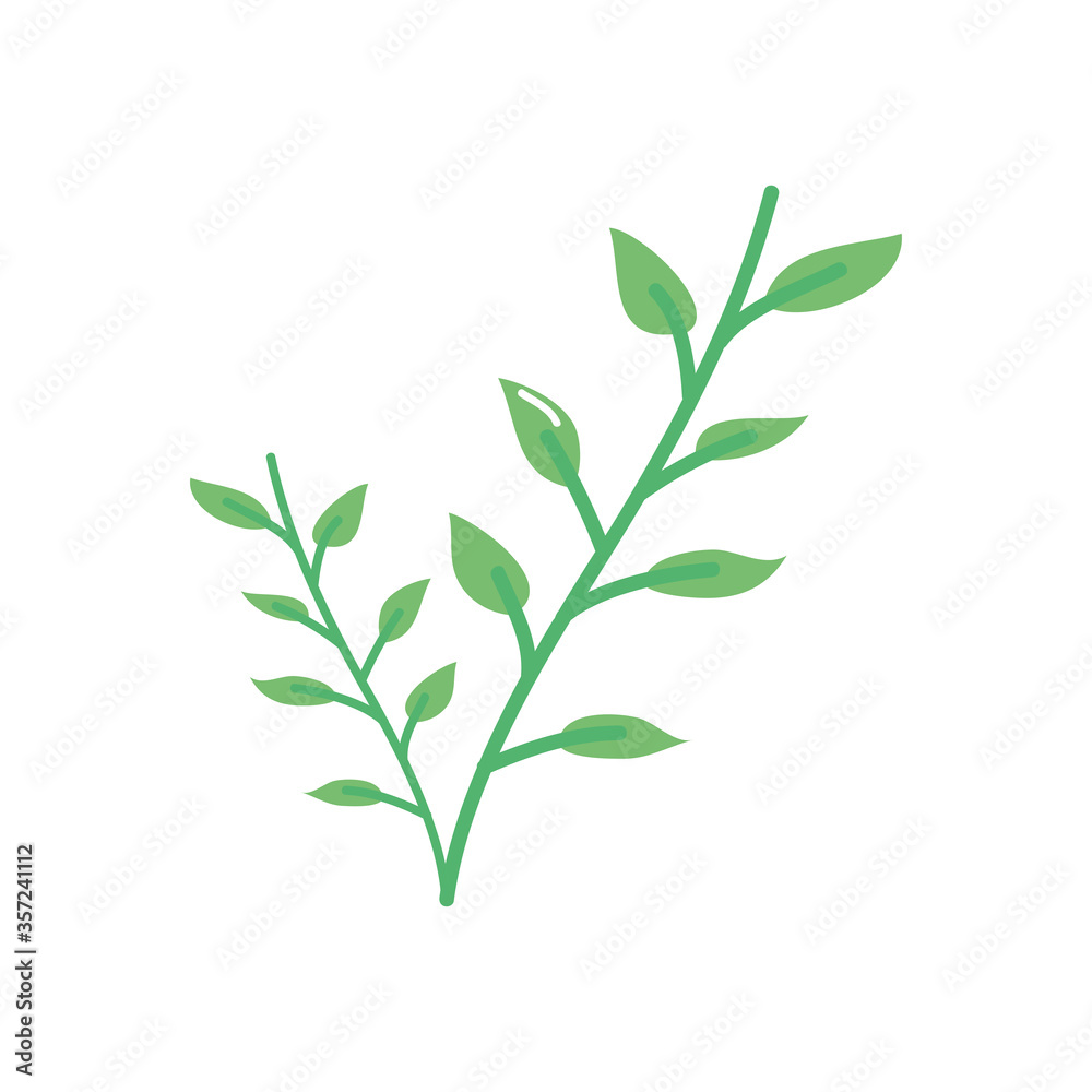 Fototapeta premium plant with leaves icon, flat style
