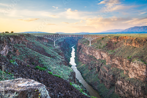 Canvas Print Taos, New Mexico, USA at Rio Grande Gorge Bridge over the Rio Grande