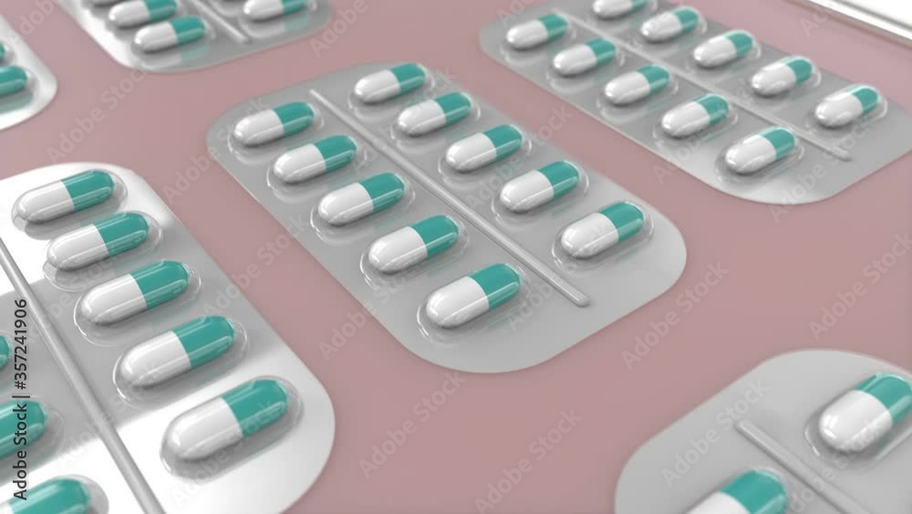 3d Looped animation of conveyor with capsule pills. Pharmaceutical concept, medicines or drugs production. 3d Looped animation of conveyor with capsule pills. Pharmaceutical concept, medicines or drugs production.