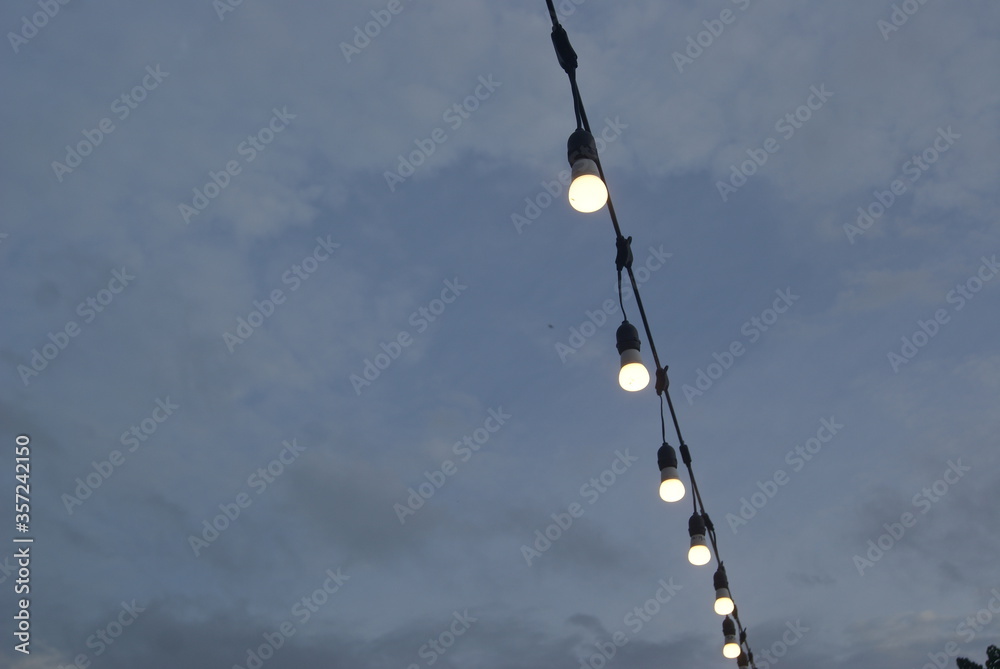 Panorama. sunset, incandescent lights, sky Panorama. sunset, incandescent lights, sky