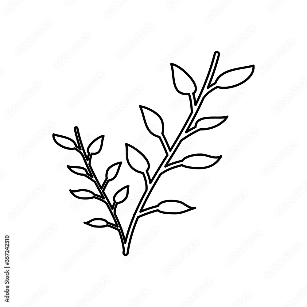 plant with leaves icon, line style