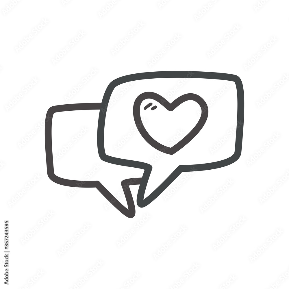 Heart inside bubble line style icon vector design Heart inside bubble line style icon vector design