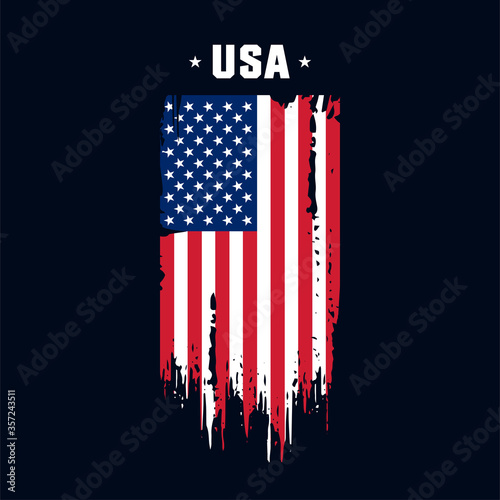 Flag of the USA, the United States of America. Vector illustration in grunge style.
