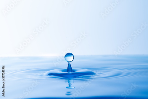 close up water drop splash on surface of water background