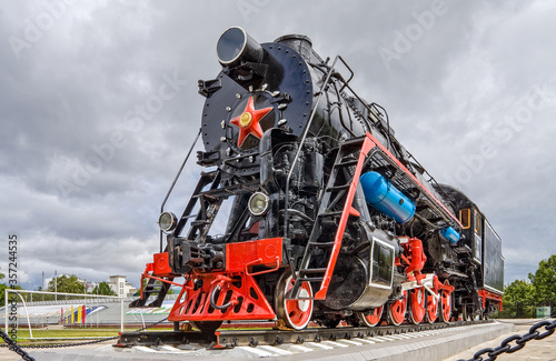Soviet steam locomotive with red star