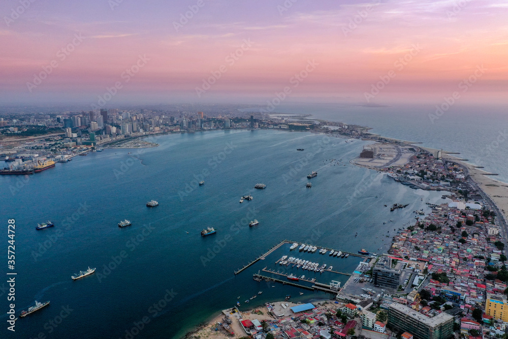 Luanda city, Angolan capital from above, aerial shot