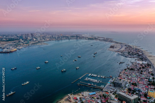 Luanda city, Angolan capital from above, aerial shot photo