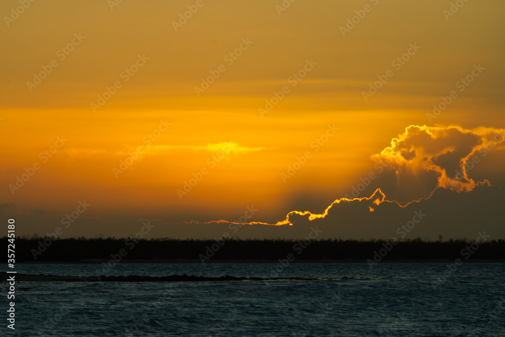 Golden sunset over the sea