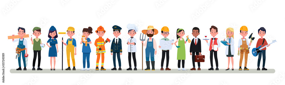 People Group Different Occupation Profession Set, International Labor Day Flat Vector Illustration