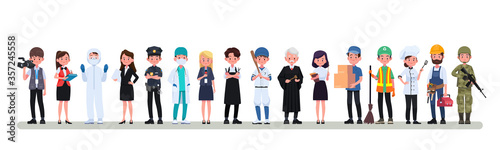 People Group Different Occupation Profession Set, International Labor Day Flat Vector Illustration