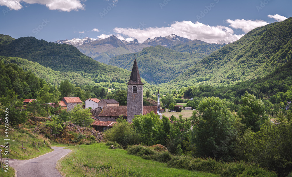 Ercé southwest France village in the Ariege pyrenees mountains