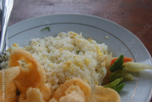 Indonesian special food. Salted fish fried rice