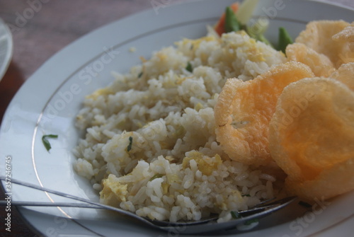 Indonesian special food. Salted fish fried rice photo