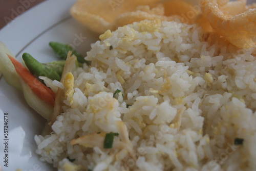 Indonesian special food. Salted fish fried rice photo