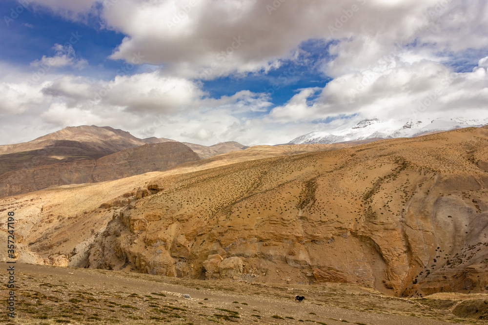Scenic view of high Himalayan mountains in the Spiti valley Scenic view of high Himalayan mountains in the Spiti valley