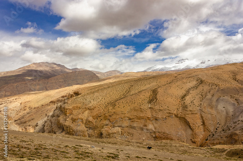 Scenic view of high Himalayan mountains in the Spiti valley