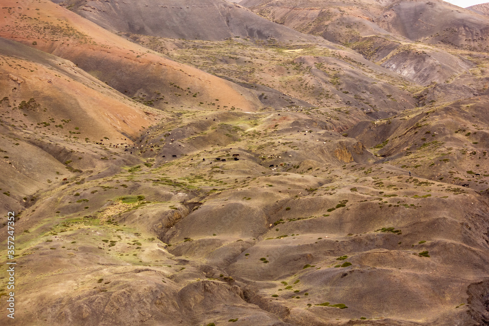 Rugged Himalayan terrain in the mountains on the Spiti Valley