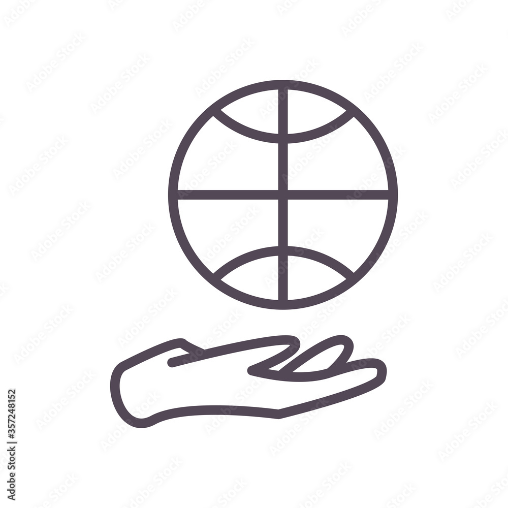 Ball over hand of basketball line style icon vector design Ball over hand of basketball line style icon vector design
