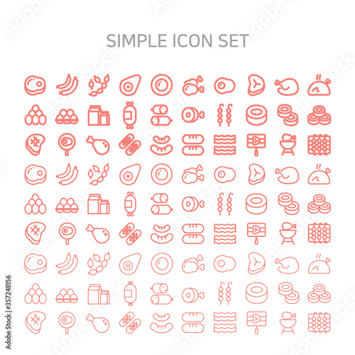 Simple icons about meat types and meat cooking.
