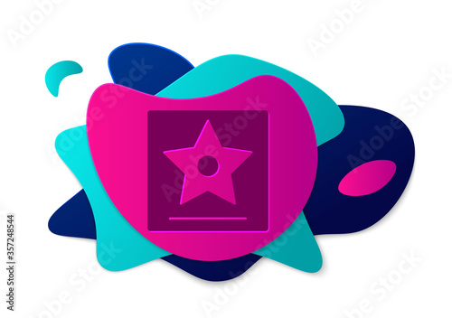 Color Hollywood walk of fame star on celebrity boulevard icon isolated on white background. Famous sidewalk, boulevard actor. Abstract banner with liquid shapes. Vector Illustration