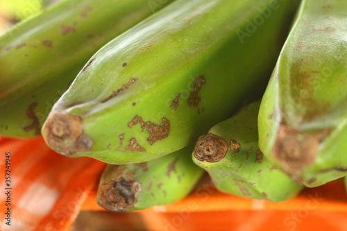 Green raw bananas