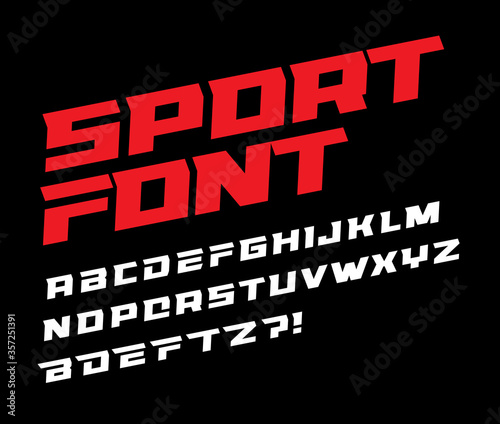 Sport font bold italic letters with dynamic slant and geometric cut for speed race, battle, fast delivery or fight poster driver alphabet vector typography design.