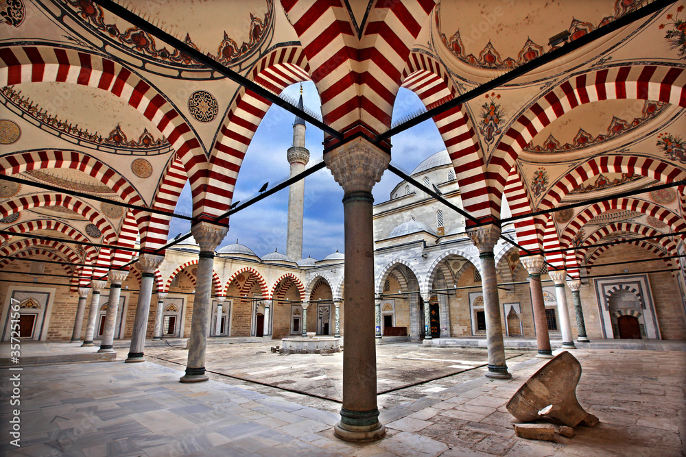 EDIRNE, TURKEY. In the courtyard of the Bayezid II Mosque, built in 1488