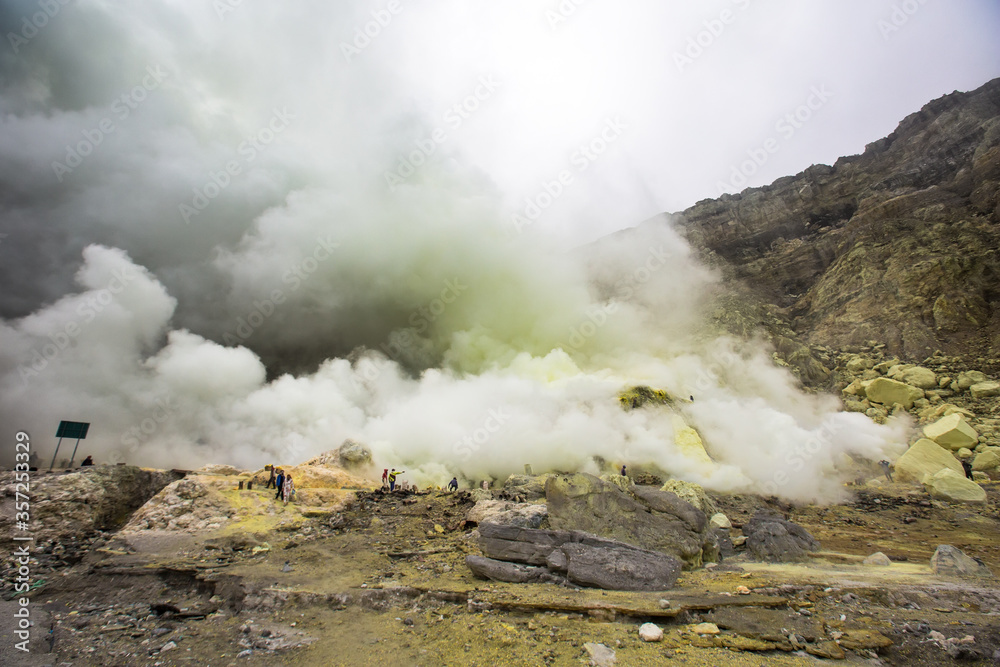 Inside Ijen volcano, Java, Indonesia