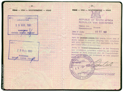 Old Belgian passport. Pages for visa marks