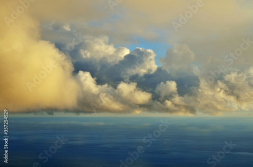 Clouds in the blue sky over the sea