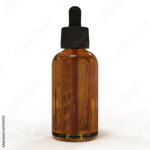 3d rendering, amber dropper bottle on isolated