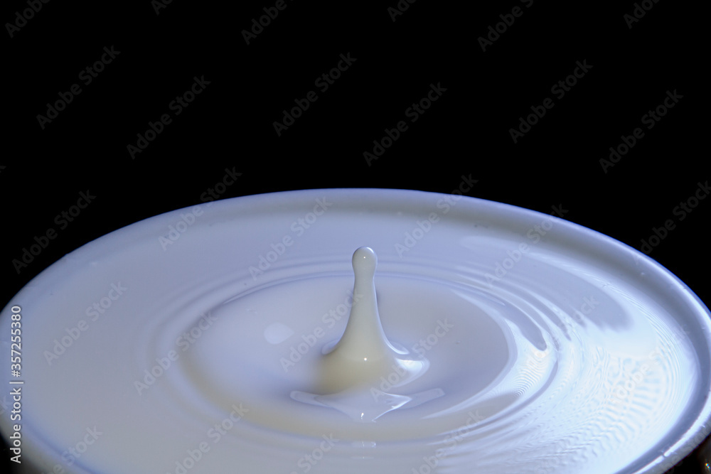 Milk drop falling on a cup full of milk Milk drop falling on a cup full of milk