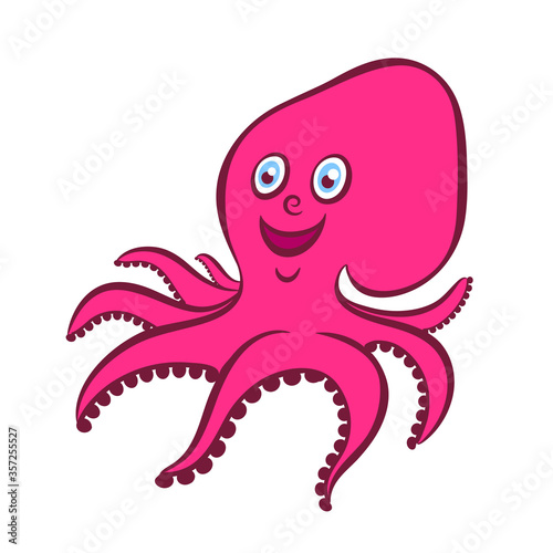 cheerful octopus cute vector illustration