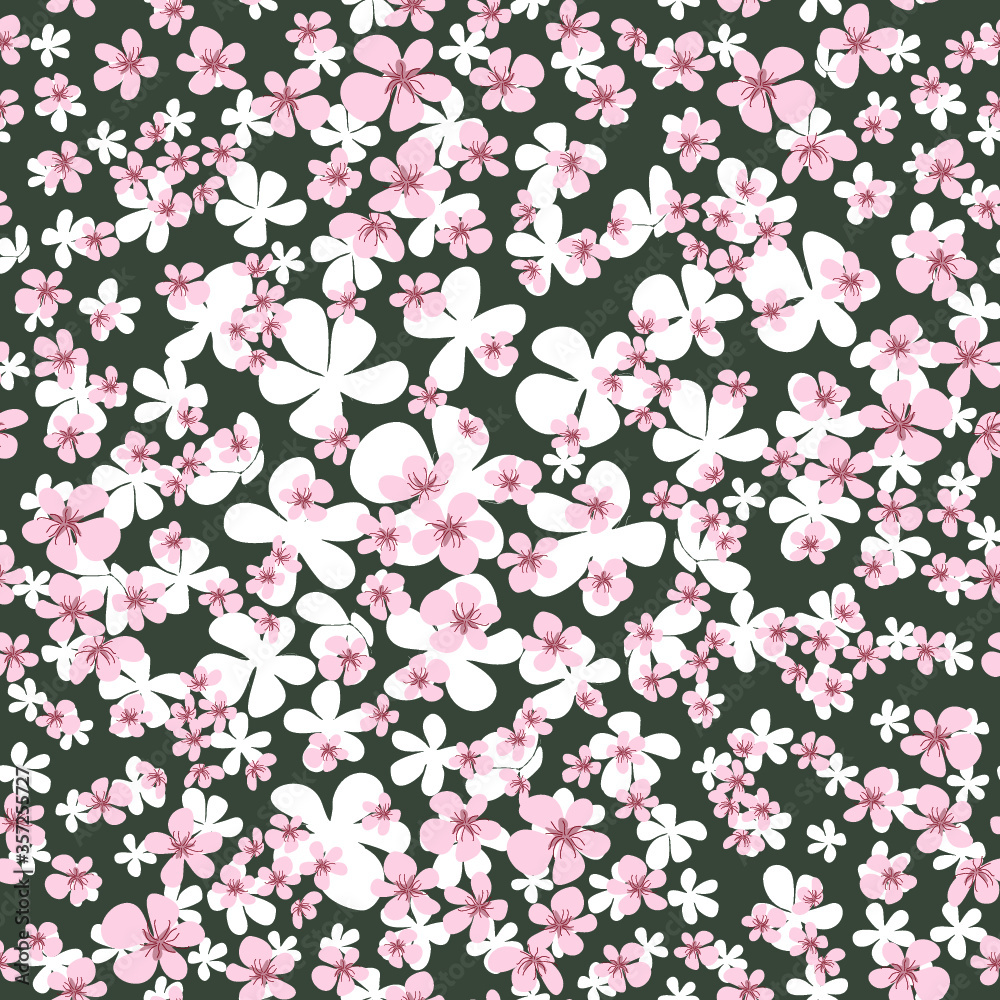 Vector floral pattern with flowers and branches. Gentle, spring floral background. Vector floral pattern with flowers and branches. Gentle, spring floral background.