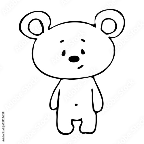 Bear in cartoon style for coloring. Doodle illustration.