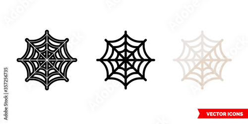 Spider web icon of 3 types. Isolated vector sign symbol.