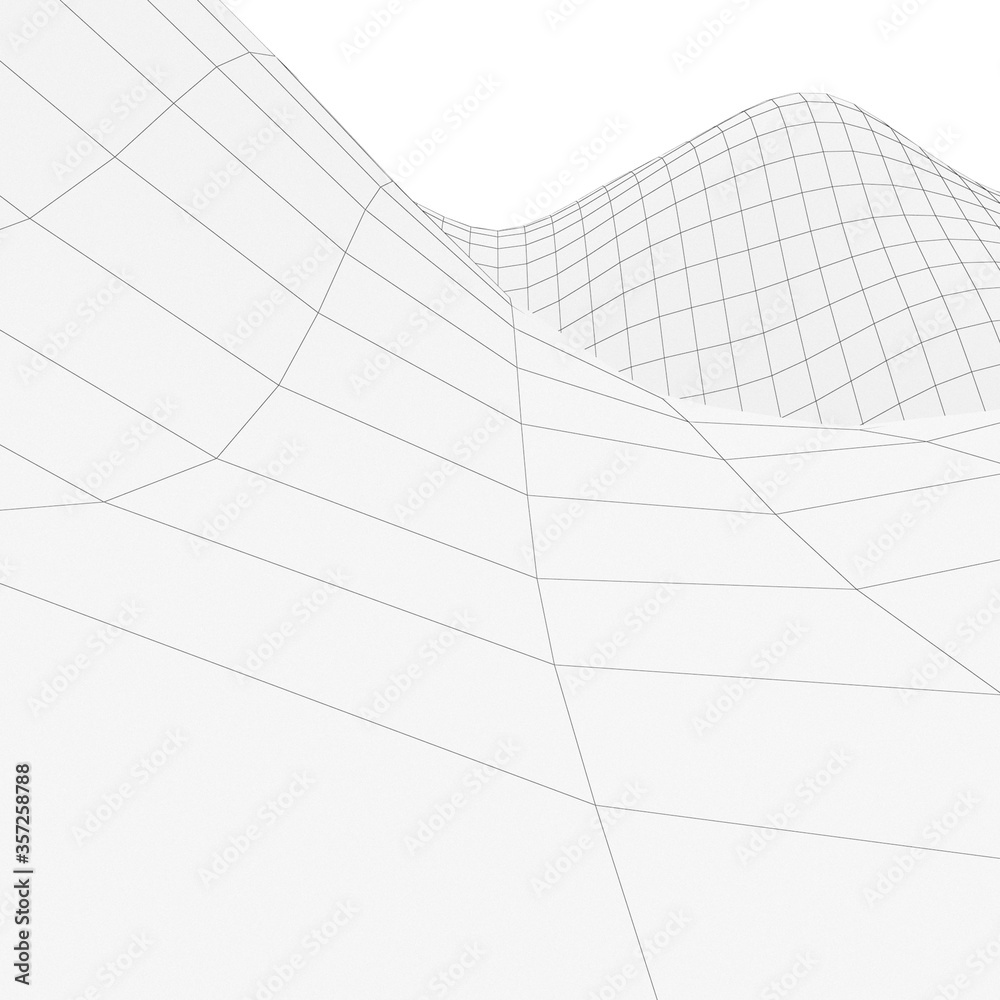 3d illustration_VaporWave_WireFrame
