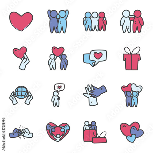 Avatars persons friends line and fill style icon set vector design