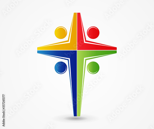 Logo cross people vector