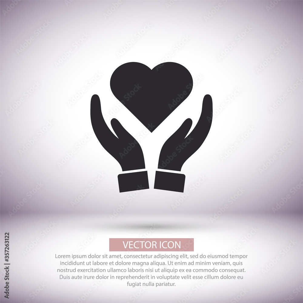 Fototapeta premium Heart in hand icon vector , lorem ipsum Flat design