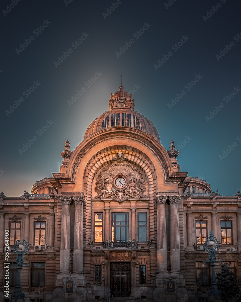 Fototapeta premium Romania, Bucharest - CEC Bank Palace - arhitecture, old or new, public buildings, houses, facades, citiy, travel, holiday, cityscapes, streets 