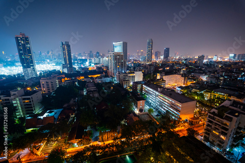 Thailand, Bangkok, Illuminated city downtown at night photo