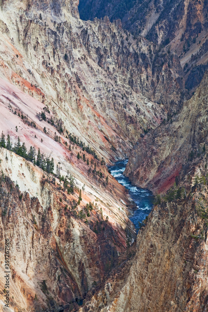 Aerial view of river in rocky canyon