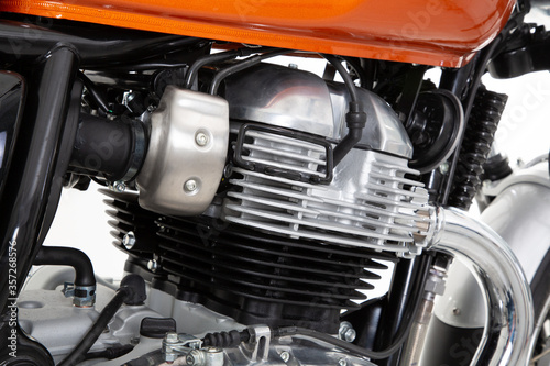 Motorcycle engine twin of old vintage motorbike motor detail bike © OceanProd