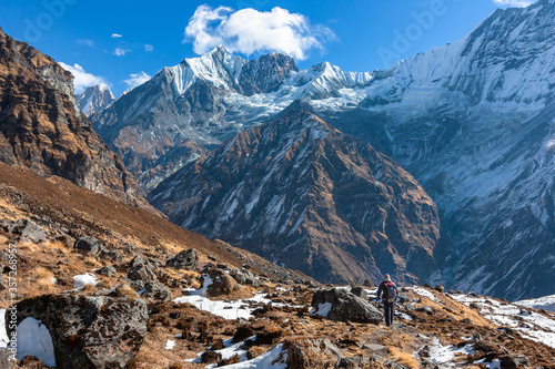 Trekking in Nepal Himalayas . Annapurna base camp