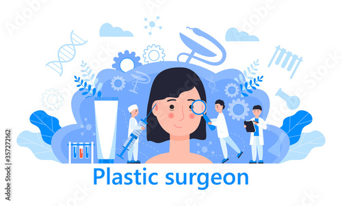 Plastic surgeon concept vector. Beauty industry, beauty injections and rejuvenation procedures illustration.