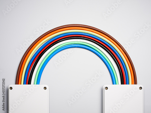 Colorful cords in rainbow shape