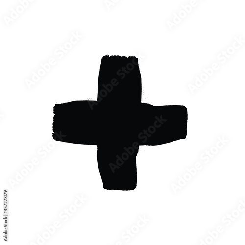 Grunge plus sign. Cross symbol .Vector