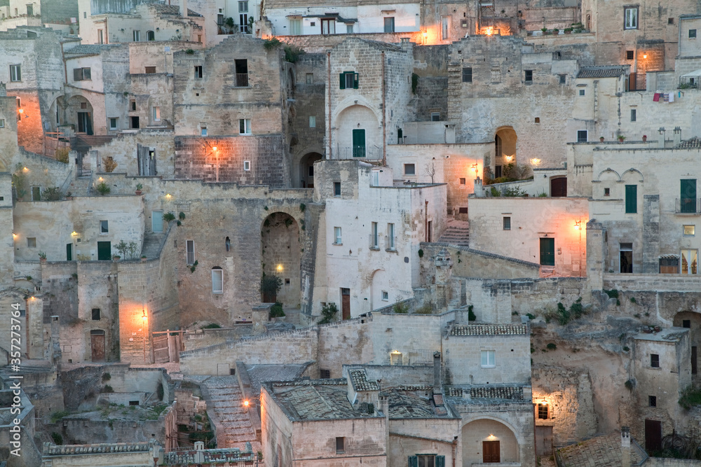 Village on hillside in rural landscape