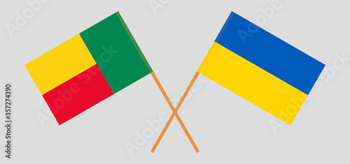 Crossed flags of Benin and the Ukraine